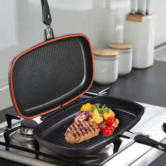 Poêle Duo Grill (Anti-adhésive & Double Face)